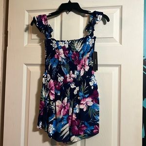 Lulu’s Navy Blue Tropical Romper